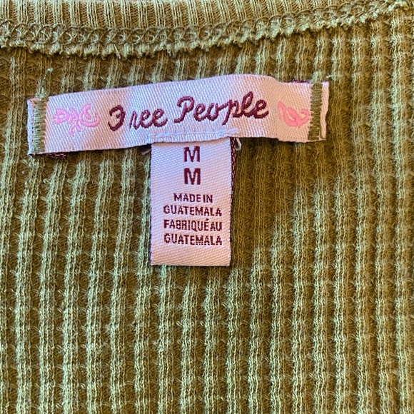 Free People Santa Clara Thermal Top Ferngully Green V-neck Size Medium - Picture 5 of 7